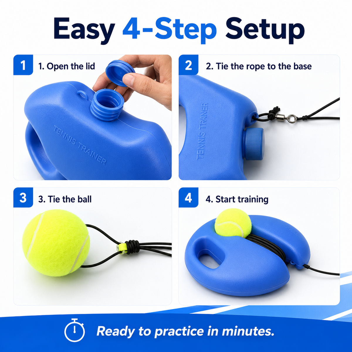 🎾💥Solo Tennis Practice Rebounder – 2-Piece Trainer with Balls