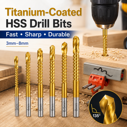 💪6-Piece 3–8mm Titanium Drill Bits⚡ Built for Metal, Wood & Plastic