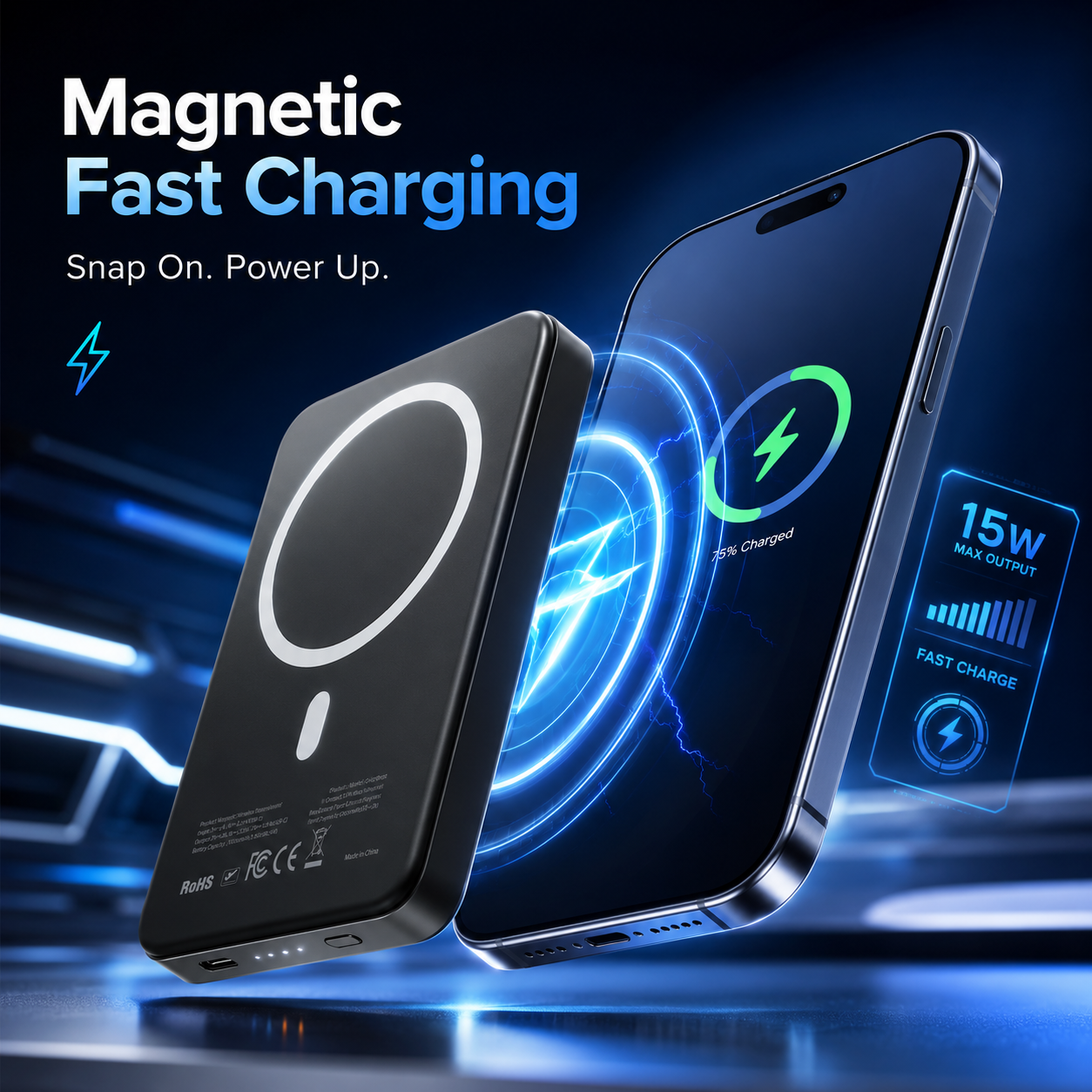 ⚡50% OFF TODAY🔋 Magnetic Wireless Power Bank – Slim Snap-On Charger