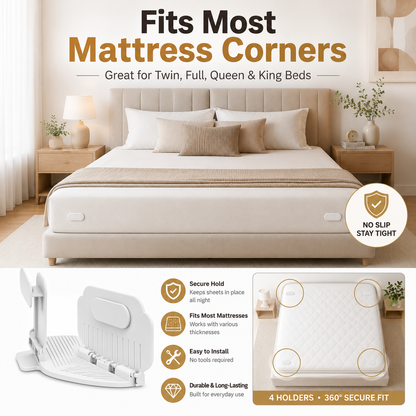 🔥 HOT SALE 55% OFF😴Secure Fit Sheet Holders – Wrinkle-Free, Slip-Free Bed