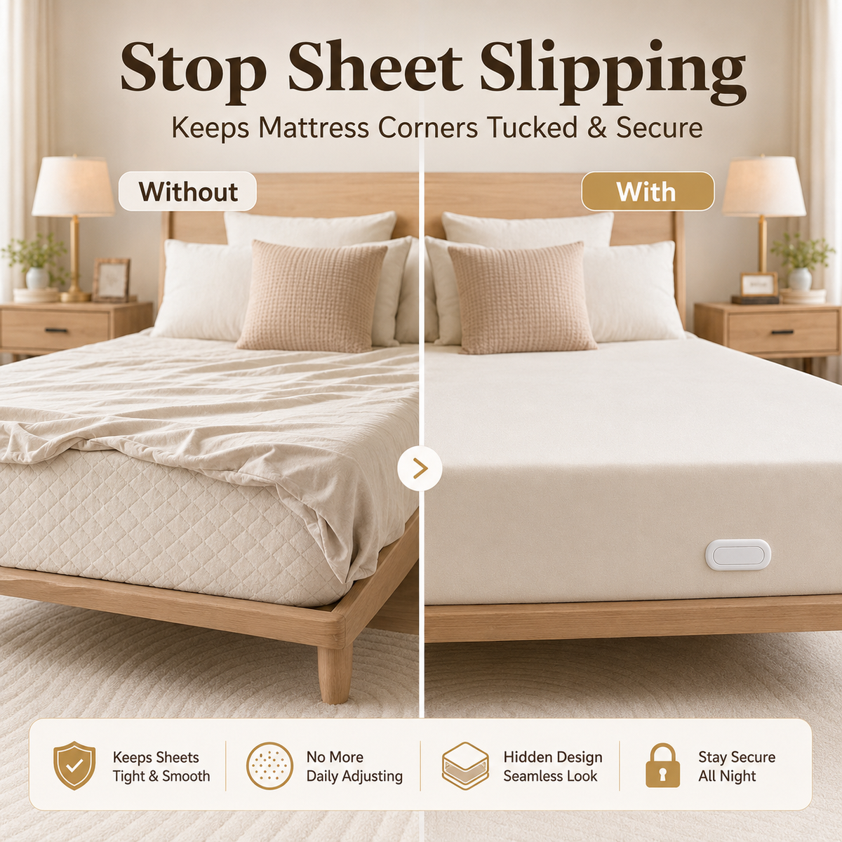 🔥 HOT SALE 55% OFF😴Secure Fit Sheet Holders – Wrinkle-Free, Slip-Free Bed