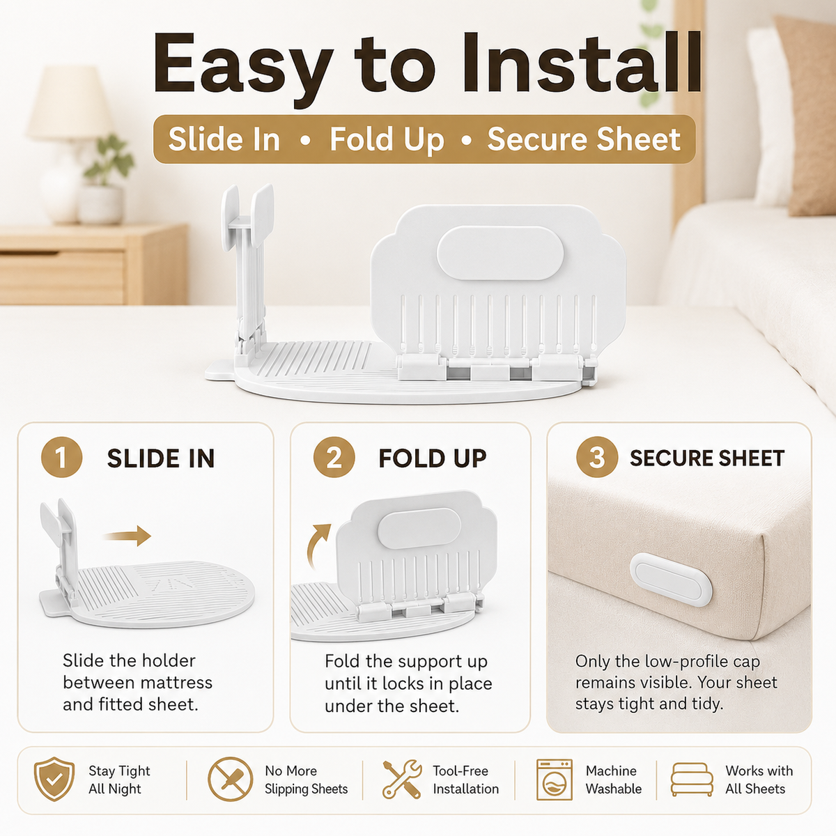 🔥 HOT SALE 55% OFF😴Secure Fit Sheet Holders – Wrinkle-Free, Slip-Free Bed
