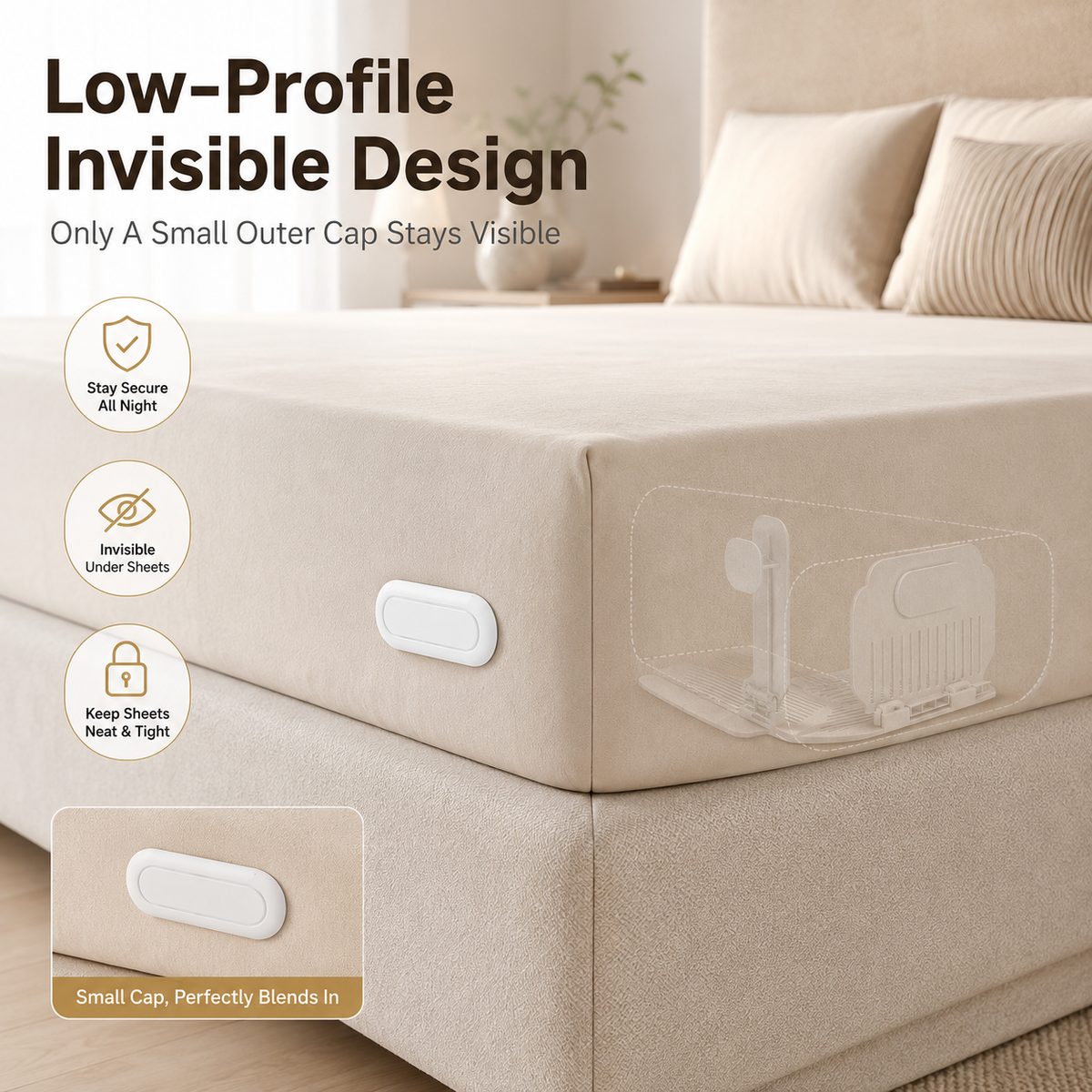 🔥 HOT SALE 55% OFF😴Secure Fit Sheet Holders – Wrinkle-Free, Slip-Free Bed