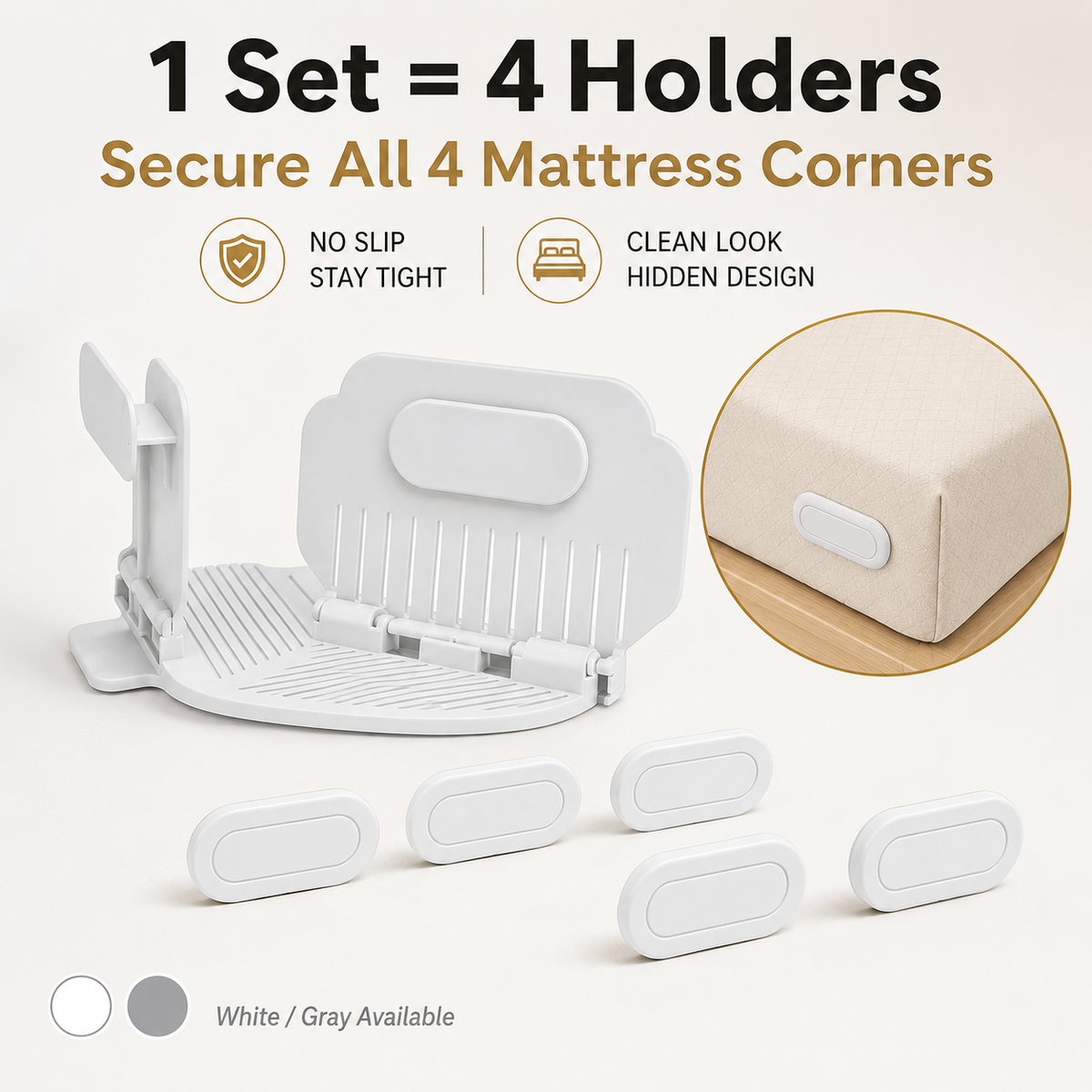 🔥 HOT SALE 55% OFF😴Secure Fit Sheet Holders – Wrinkle-Free, Slip-Free Bed
