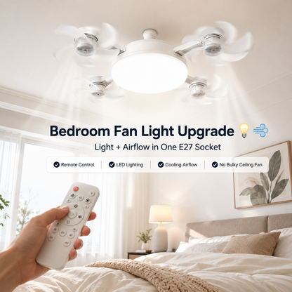 🔥💡 E27 Socket Ceiling Fan Light – 2-in-1 LED Fan Bulb with Remote Control for Bedroom, Kitchen & Home Cooling