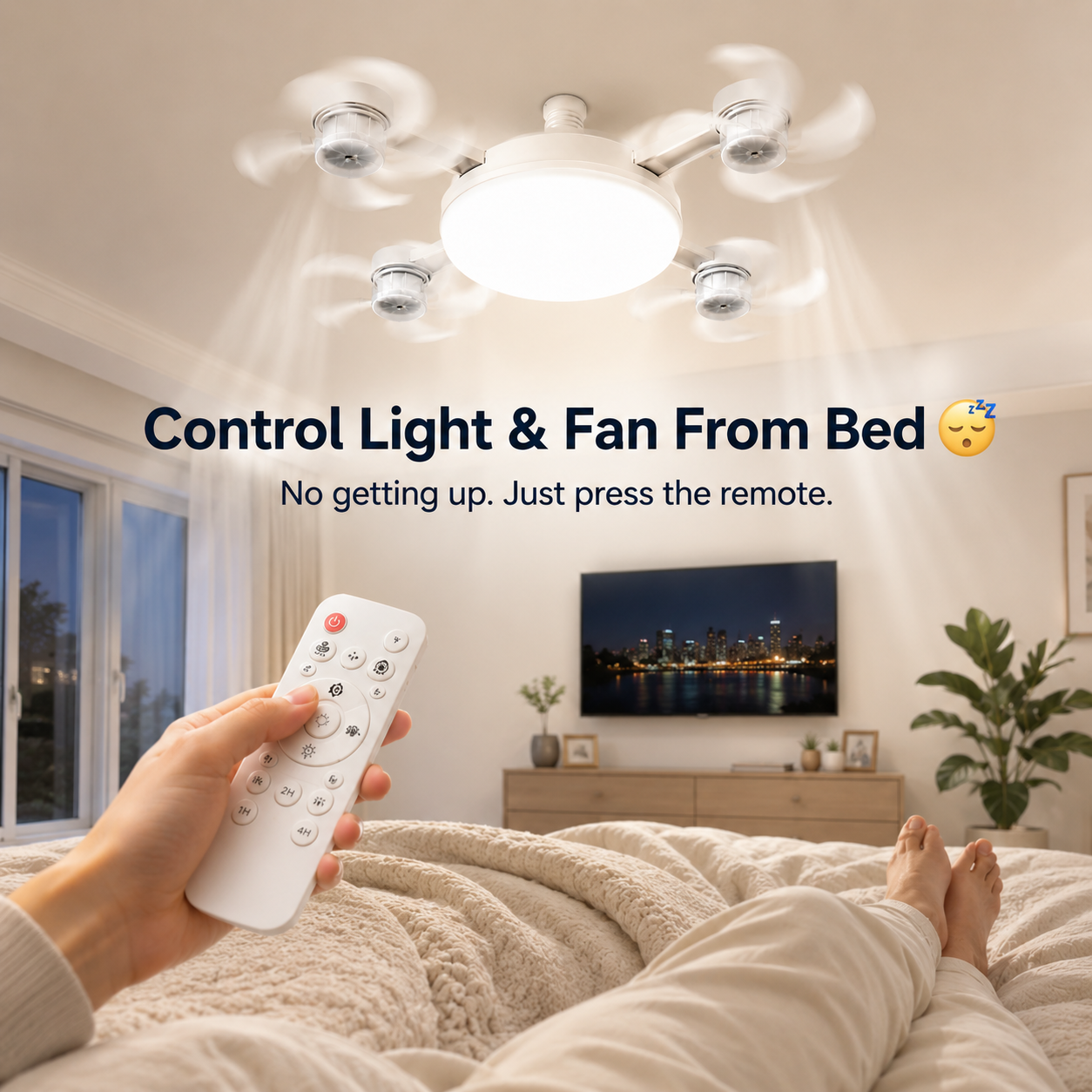 🔥💡 E27 Socket Ceiling Fan Light – 2-in-1 LED Fan Bulb with Remote Control for Bedroom, Kitchen & Home Cooling