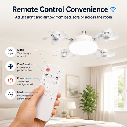 🔥💡 E27 Socket Ceiling Fan Light – 2-in-1 LED Fan Bulb with Remote Control for Bedroom, Kitchen & Home Cooling