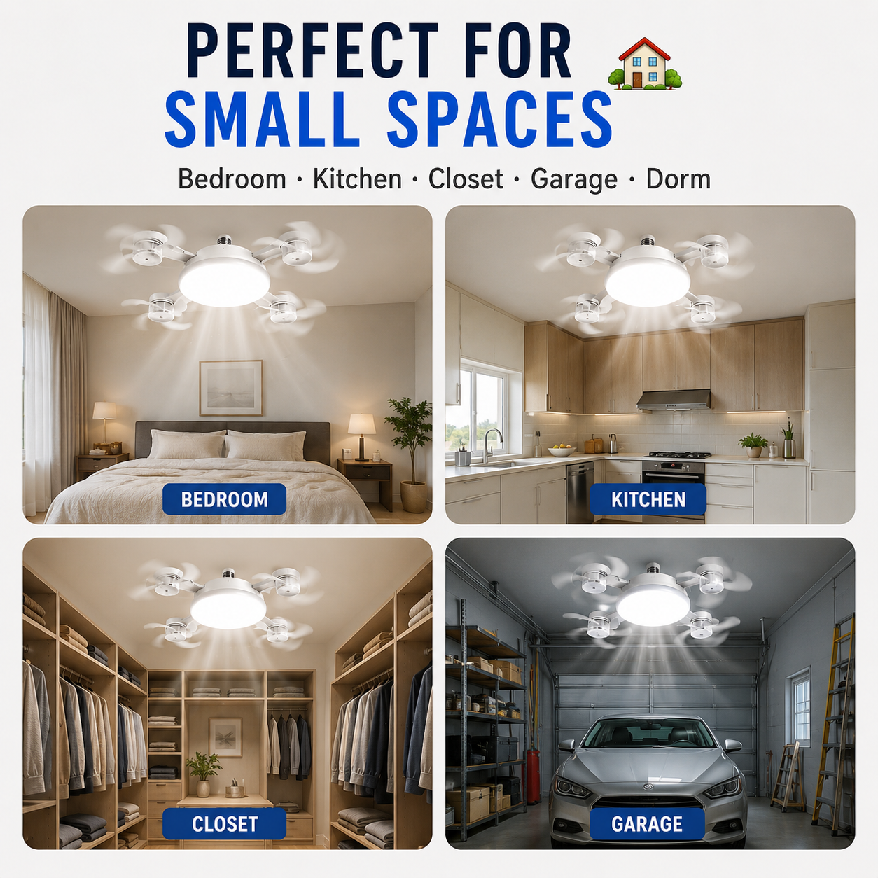 🔥💡 E27 Socket Ceiling Fan Light – 2-in-1 LED Fan Bulb with Remote Control for Bedroom, Kitchen & Home Cooling