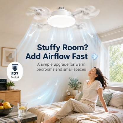🔥💡 E27 Socket Ceiling Fan Light – 2-in-1 LED Fan Bulb with Remote Control for Bedroom, Kitchen & Home Cooling