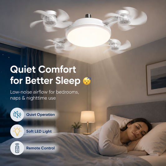 🔥💡 E27 Socket Ceiling Fan Light – 2-in-1 LED Fan Bulb with Remote Control for Bedroom, Kitchen & Home Cooling