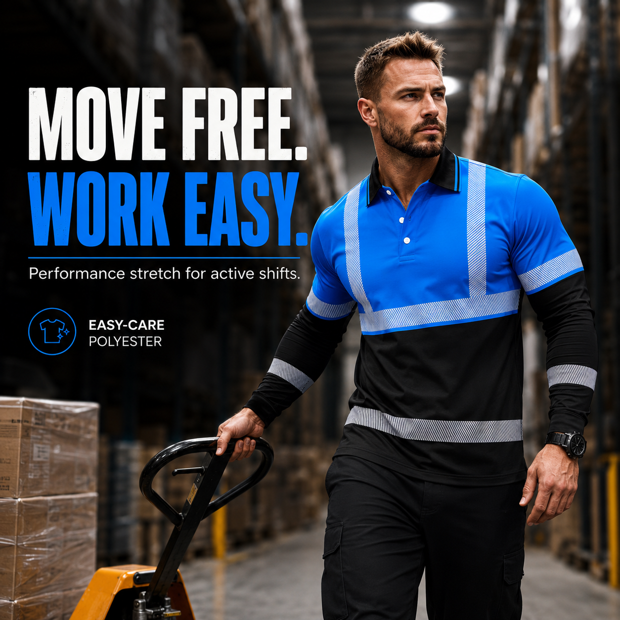 👕🔥50% OFF TODAY✨ Men's Reflective Workwear Polo Shirt