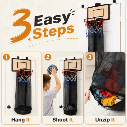 🏀 Over-the-Door Basketball Laundry Hamper – Turn Laundry into a Fun Game