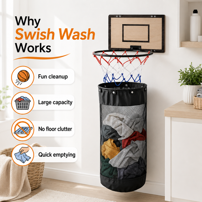 🏀 Over-the-Door Basketball Laundry Hamper – Turn Laundry into a Fun Game