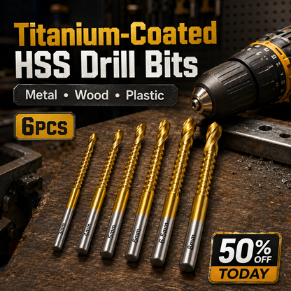 ⚡50% OFF TODAY🔩 6PCS Titanium Drill Bits – Metal, Wood & Plastic Ready