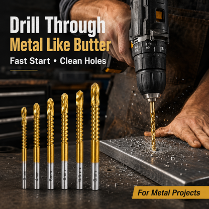 ⚡50% OFF TODAY🔩 6PCS Titanium Drill Bits – Metal, Wood & Plastic Ready