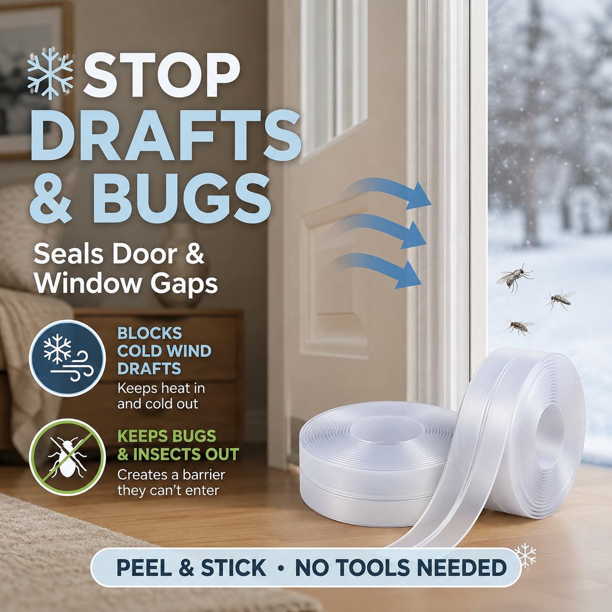 🔥55% OFF🛡️Universal Door Gap Seal Tape – Draft, Dust & Bug Blocker