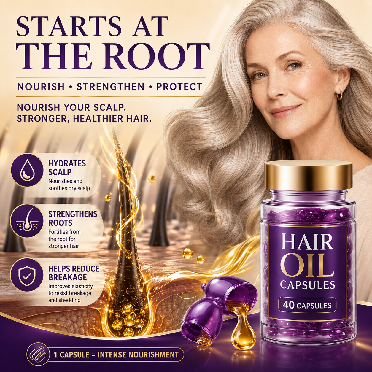 ✨50% OFF TODAY💜 Frizz Control Hair Capsules 🌿For Smooth, Shiny & Healthier-Looking Hair