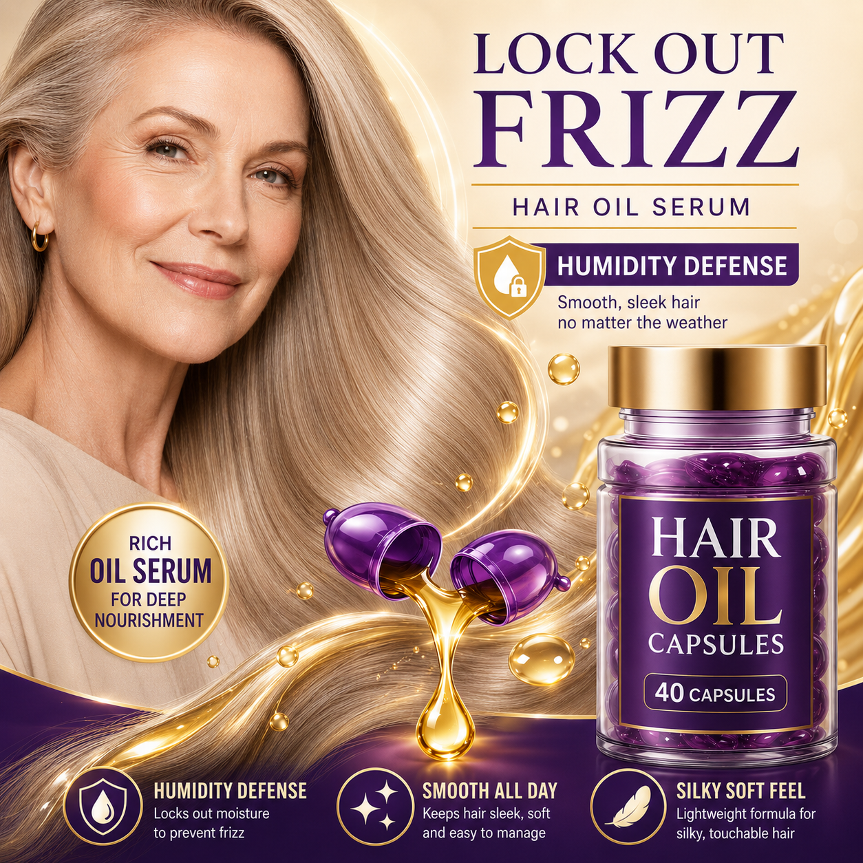 ✨50% OFF TODAY💜 Frizz Control Hair Capsules 🌿For Smooth, Shiny & Healthier-Looking Hair