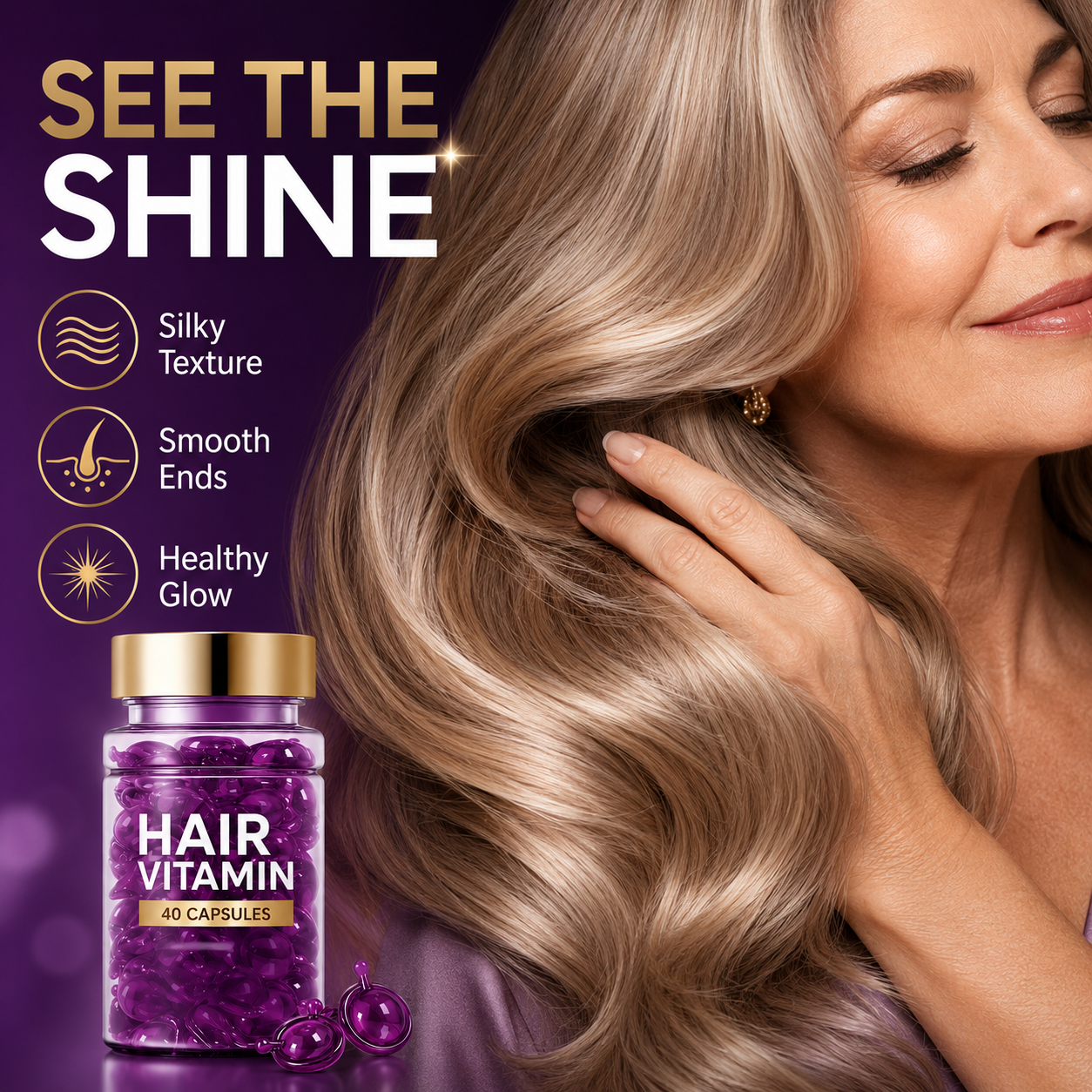 ✨50% OFF TODAY💜 Frizz Control Hair Capsules 🌿For Smooth, Shiny & Healthier-Looking Hair