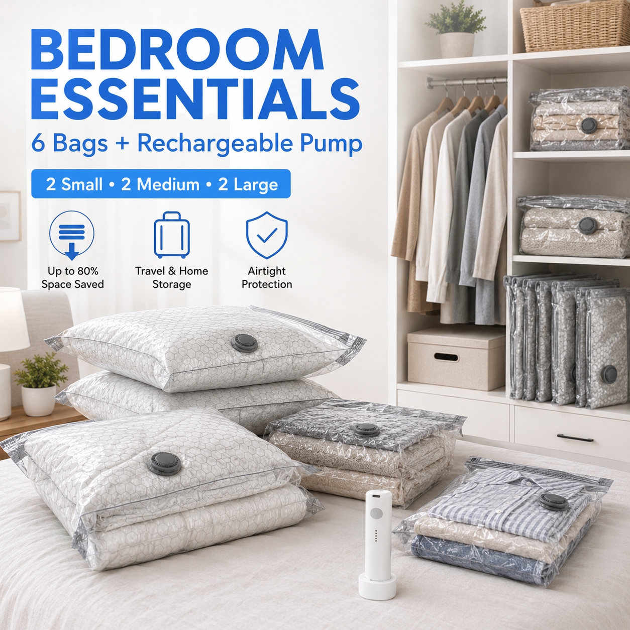 ✈️49% OFF TODAY🧳 Travel Vacuum Storage Bags with Electric Pump
