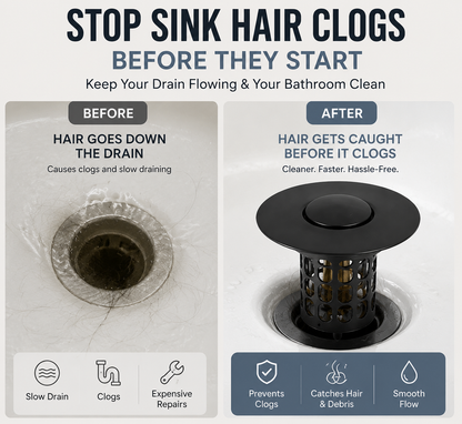 🚿 Pop-Up Sink Drain Stopper with Built-In Hair Catcher Basket Filter ⚓