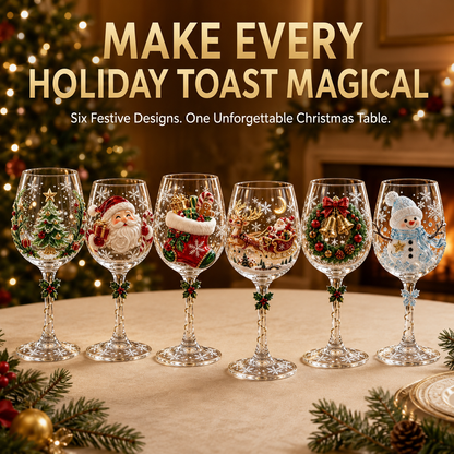 🎄 3D Christmas Collectible Stemmed Glass – 6 Festive Designs 🎅