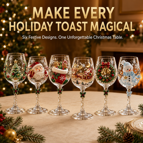 🎄 3D Christmas Collectible Stemmed Glass – 6 Festive Designs 🎅