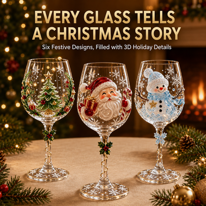 🎄 3D Christmas Collectible Stemmed Glass – 6 Festive Designs 🎅