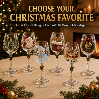 🎄 3D Christmas Collectible Stemmed Glass – 6 Festive Designs 🎅