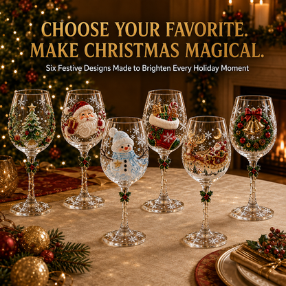 🎄 3D Christmas Collectible Stemmed Glass – 6 Festive Designs 🎅