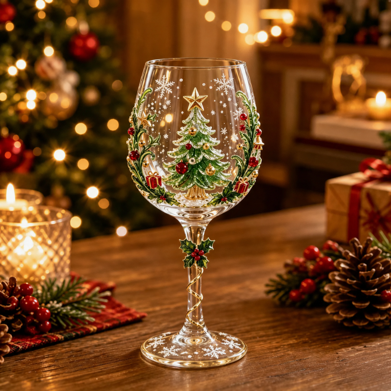 🎄 3D Christmas Collectible Stemmed Glass – 6 Festive Designs 🎅