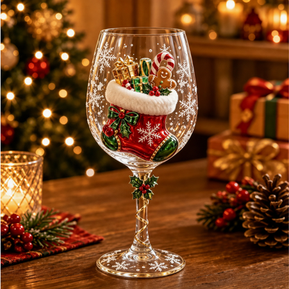 🎄 3D Christmas Collectible Stemmed Glass – 6 Festive Designs 🎅