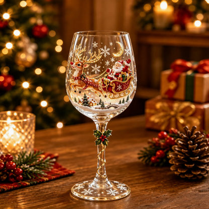 🎄 3D Christmas Collectible Stemmed Glass – 6 Festive Designs 🎅