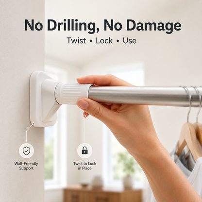 🔥49% OFF TODAY🧺 No-Drill Expandable Closet Rod– No Drilling, Fully Adjustable