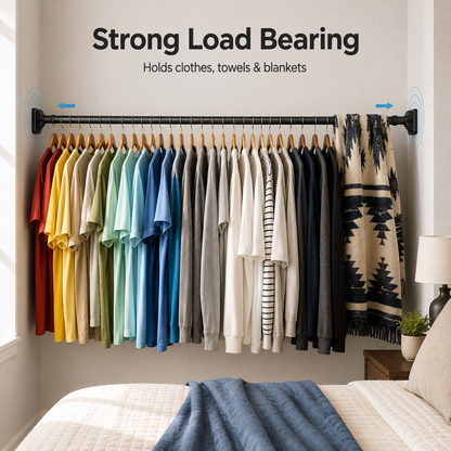 🔥49% OFF TODAY🧺 No-Drill Expandable Closet Rod– No Drilling, Fully Adjustable