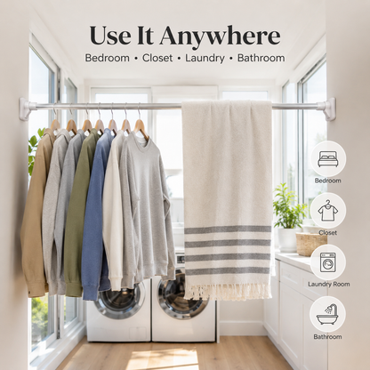 🔥49% OFF TODAY🧺 No-Drill Expandable Closet Rod– No Drilling, Fully Adjustable