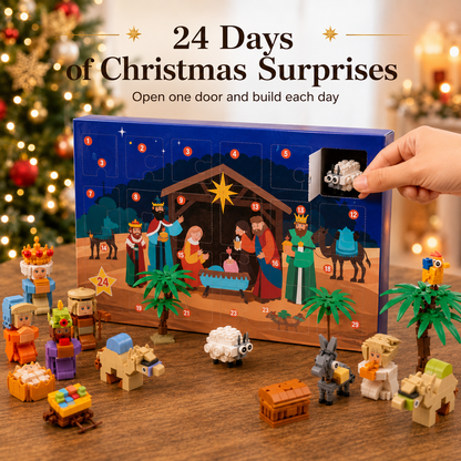 🎄 24-Day Christmas Nativity Building Block Advent Calendar