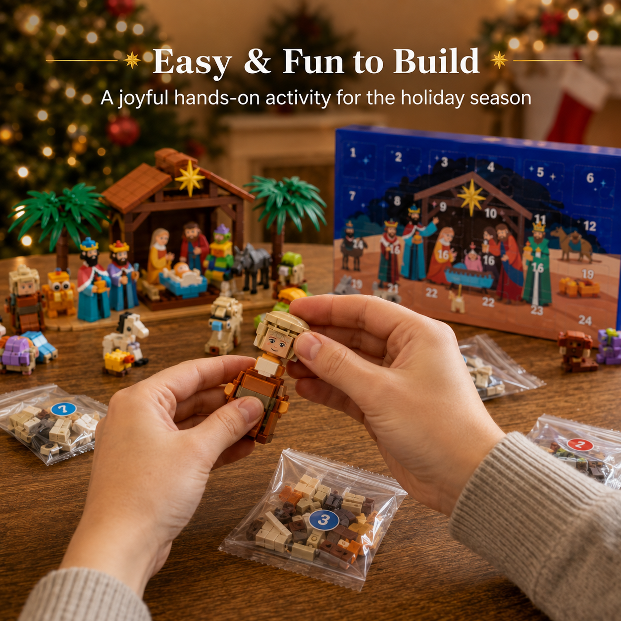 🎄 24-Day Christmas Nativity Building Block Advent Calendar