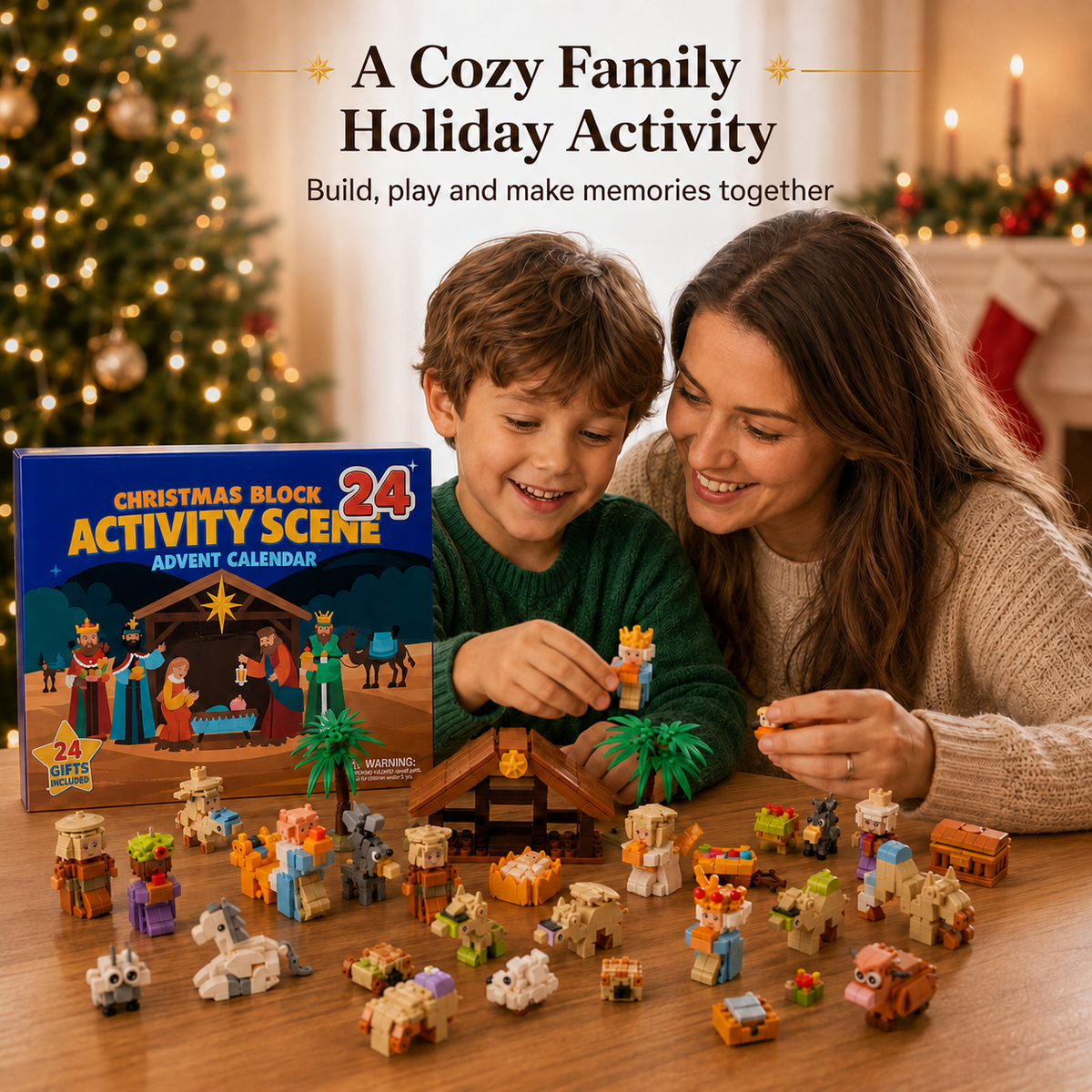 🎄 24-Day Christmas Nativity Building Block Advent Calendar