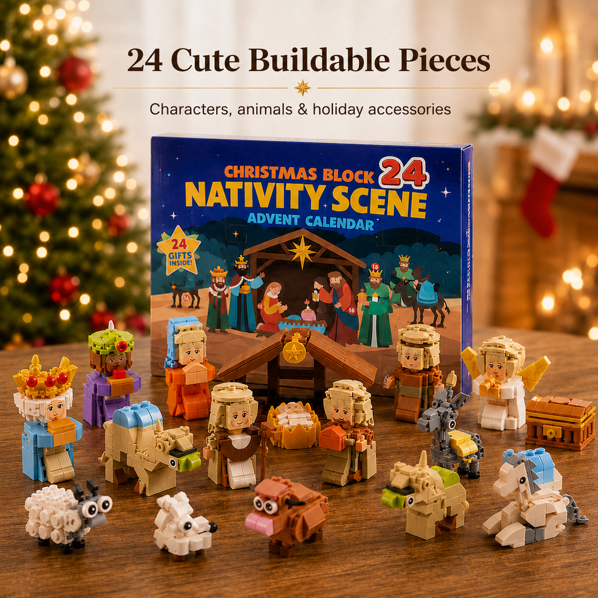 🎄 24-Day Christmas Nativity Building Block Advent Calendar