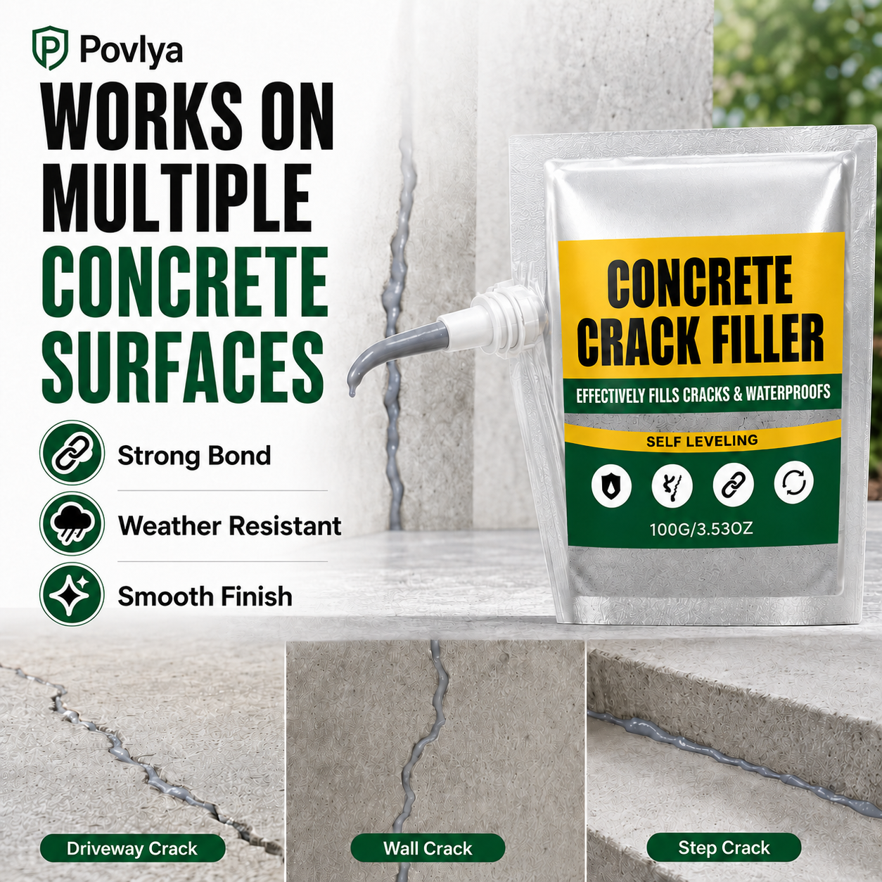 🏠 Waterproof Concrete Crack Filler for Indoor & Outdoor Use