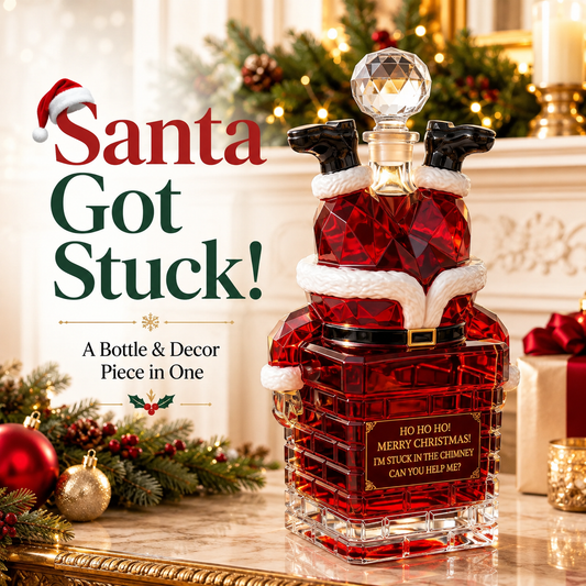 🎅 Santa Stuck in the Chimney Christmas Whiskey Bottle