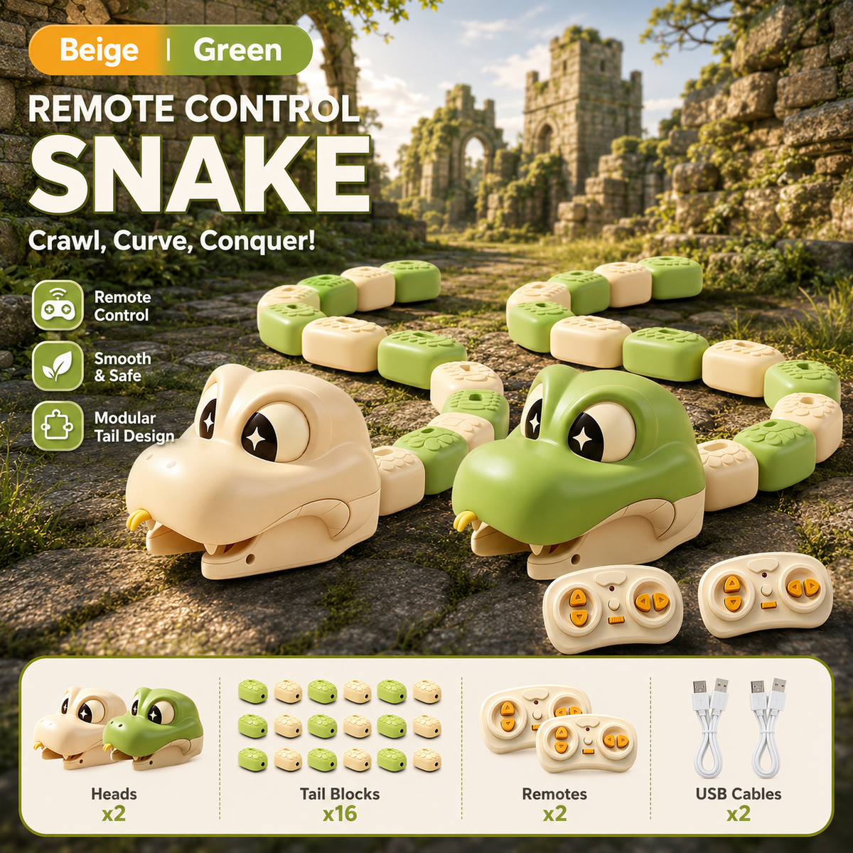 💥 HOT SALE 49% OFF🎮 Remote Control Snake Racing Toy🐍
