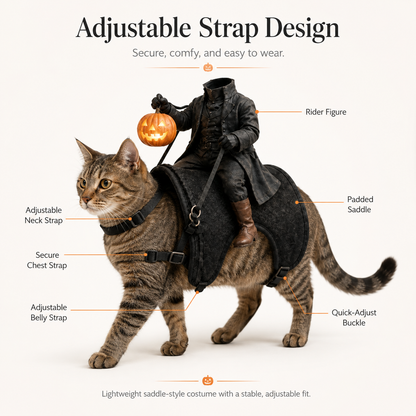 🎃 Early Halloween Sale — 50% Off | 🐈‍⬛ Headless Horseman Cat Costume – Funny Halloween Rider Outfit