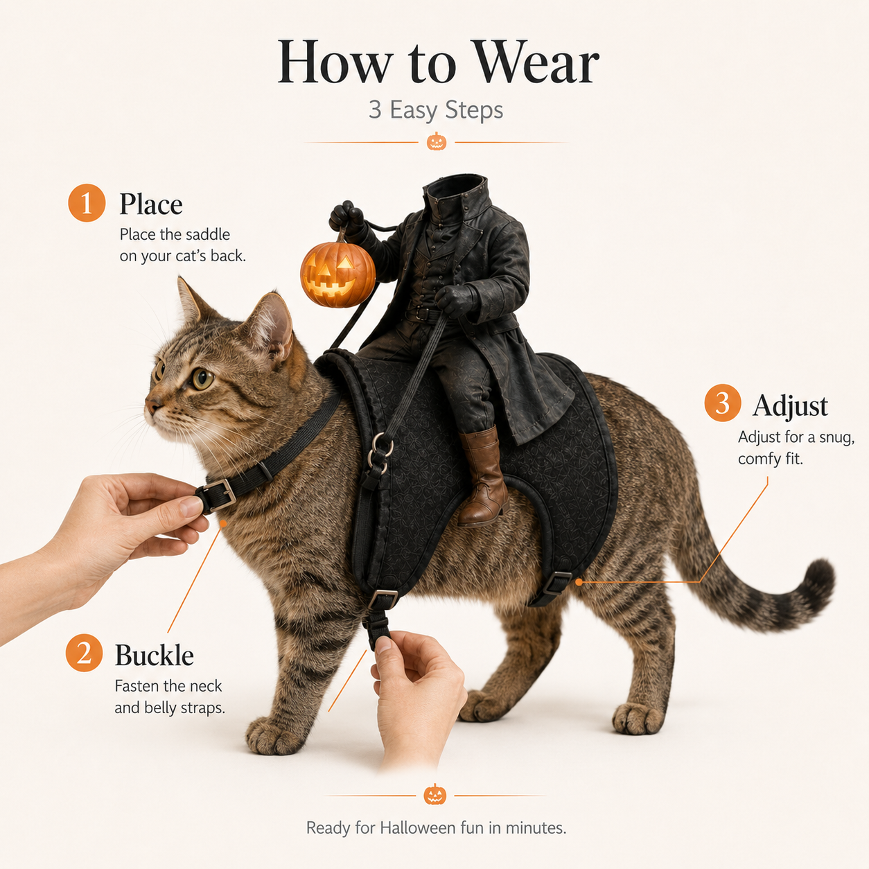 🎃 Early Halloween Sale — 50% Off | 🐈‍⬛ Headless Horseman Cat Costume – Funny Halloween Rider Outfit