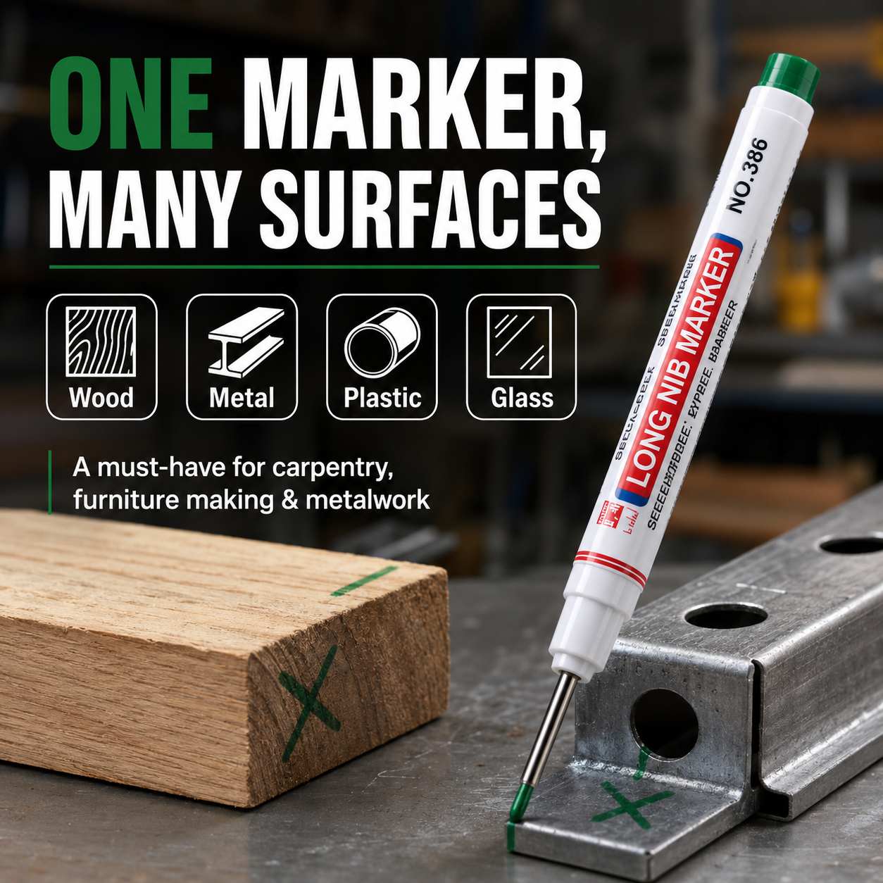 💥 10-Pack Deep Hole Marker Pens – For Carpenters, Furniture, Wood & Metal