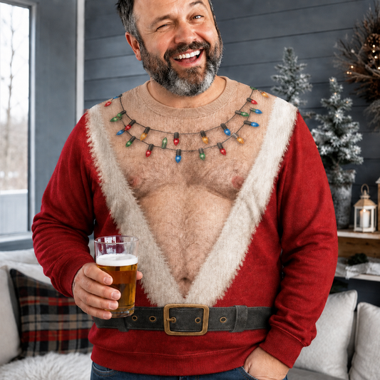🎄 Topless Men Ugly Christmas Sweatshirt – Funny Holiday Party Sweater 🎁