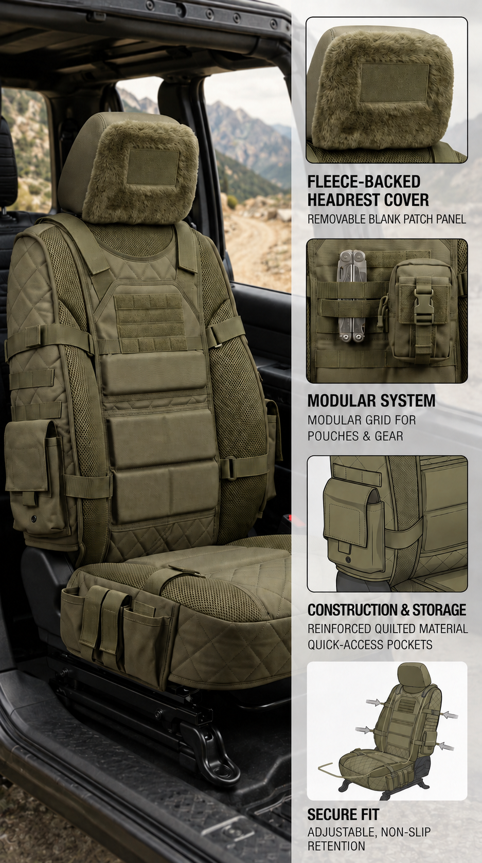 📣 50% OFF — Tactical Car Seat Cover & Organizer 🚙 Built for Storage, Protection & Everyday Gear