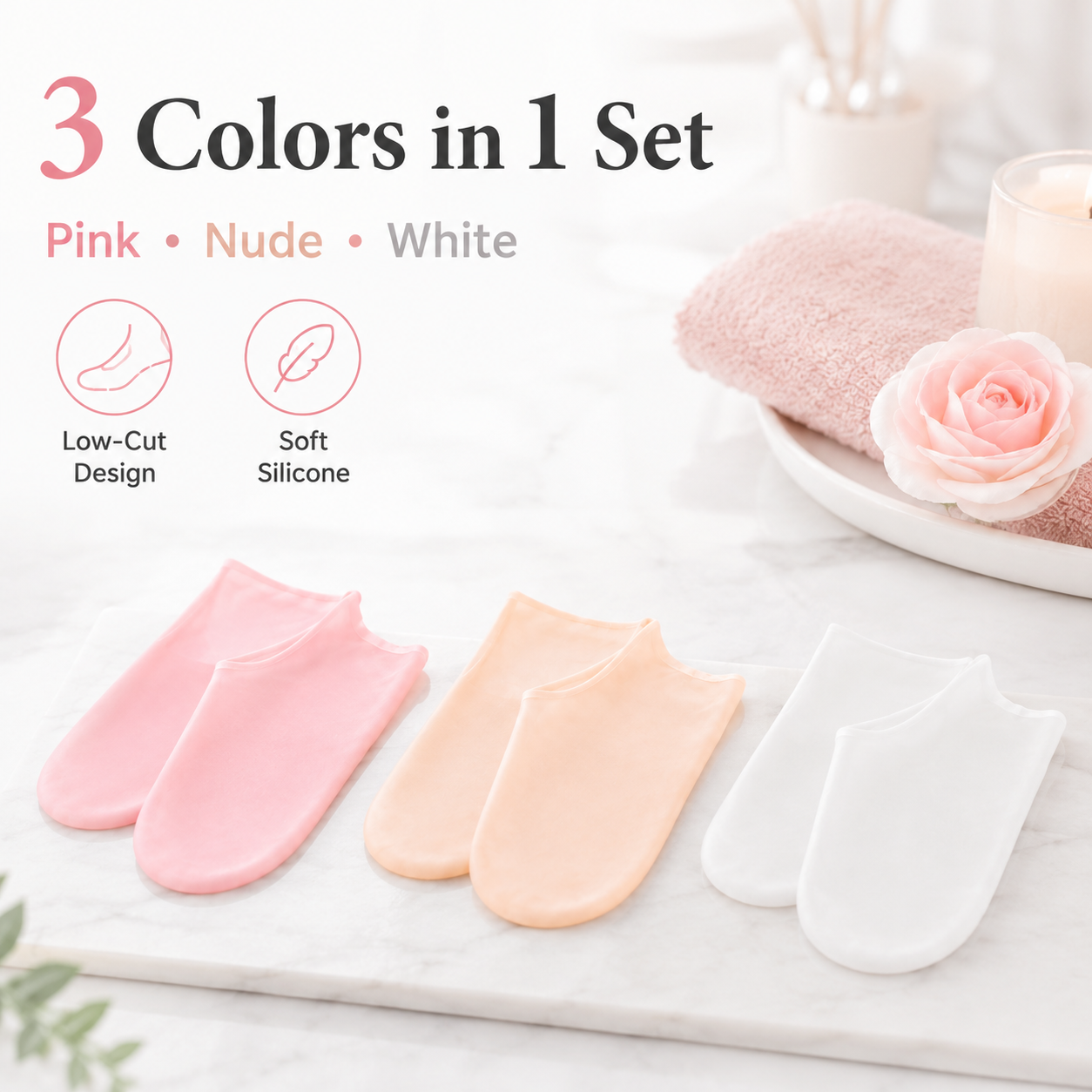 💗3-Pack Reusable Moisturizing Silicone Foot Mask Socks