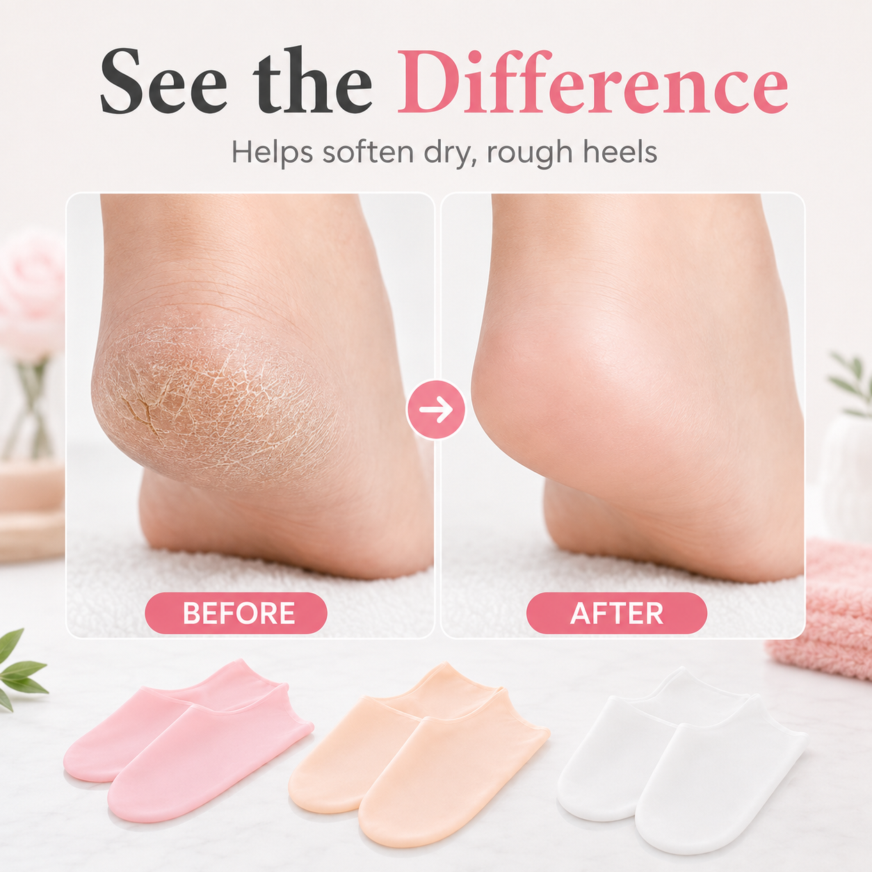 💗3-Pack Reusable Moisturizing Silicone Foot Mask Socks